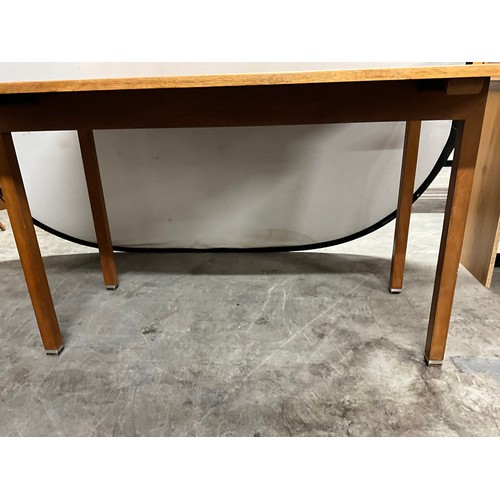 416 - VINTAGE TEAK EXTENDING DINING TABLE( EXTENDED W28