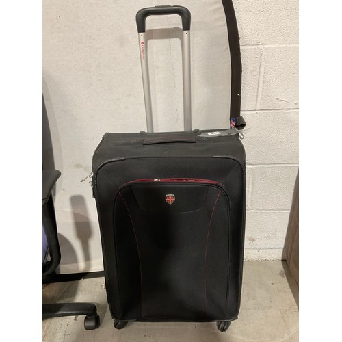 304 - TWO BLACK ELLEHAMMER SUITCASES AND OFFICE CHAIR