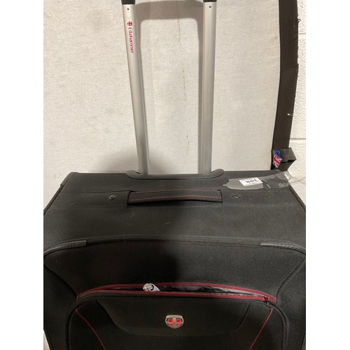 304 - TWO BLACK ELLEHAMMER SUITCASES AND OFFICE CHAIR