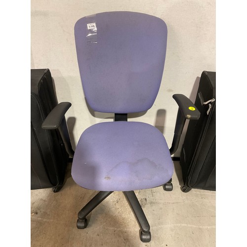 304 - TWO BLACK ELLEHAMMER SUITCASES AND OFFICE CHAIR