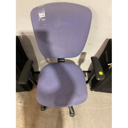 304 - TWO BLACK ELLEHAMMER SUITCASES AND OFFICE CHAIR