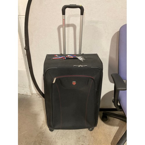 304 - TWO BLACK ELLEHAMMER SUITCASES AND OFFICE CHAIR