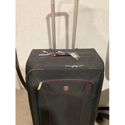 304 - TWO BLACK ELLEHAMMER SUITCASES AND OFFICE CHAIR