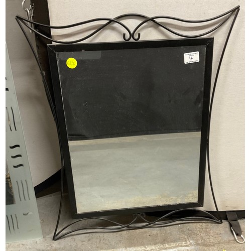 4 - QUANTITY OF WALL MIRRORS TALLEST 36” AN ACCORDION, ELECTRIC FAN, OIL LAMP AND CANDLE HOLDER