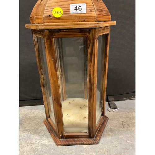 46 - WOODEN GLAZED HANGING CANDLE LAMP