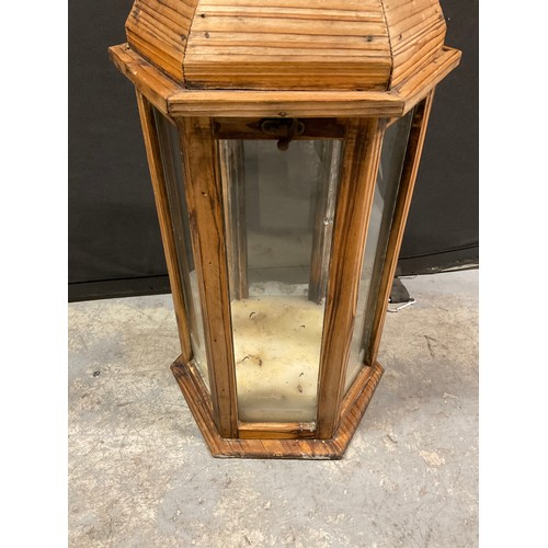 46 - WOODEN GLAZED HANGING CANDLE LAMP