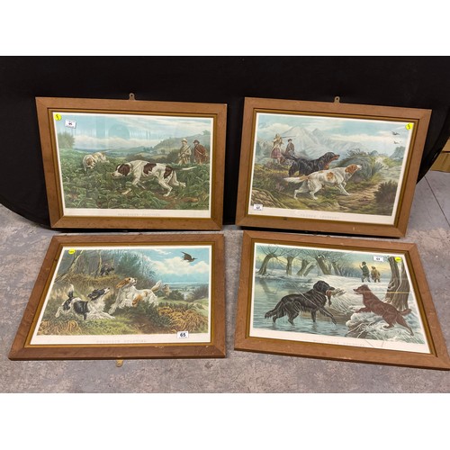 65 - FOUR FRAMED ANTIQUE SHOOTING PRINTS TITLED WILD DUCK SHOOTING , PARTRIDGE SHOOTING ETC ONE A/F 20 “X... 