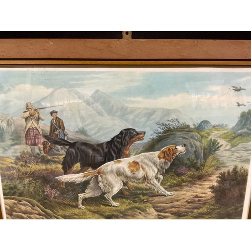 65 - FOUR FRAMED ANTIQUE SHOOTING PRINTS TITLED WILD DUCK SHOOTING , PARTRIDGE SHOOTING ETC ONE A/F 20 “X... 