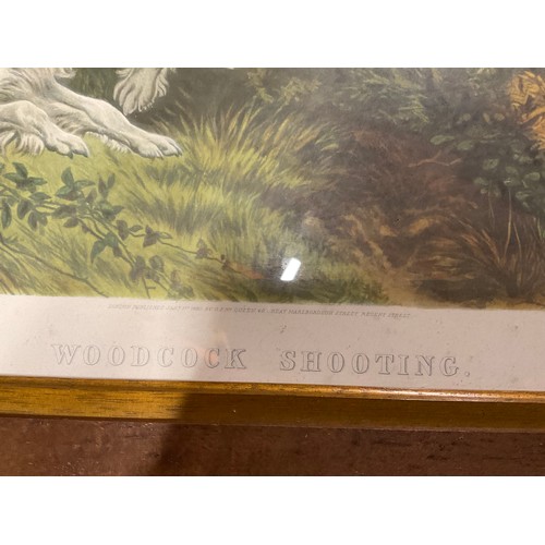 65 - FOUR FRAMED ANTIQUE SHOOTING PRINTS TITLED WILD DUCK SHOOTING , PARTRIDGE SHOOTING ETC ONE A/F 20 “X... 