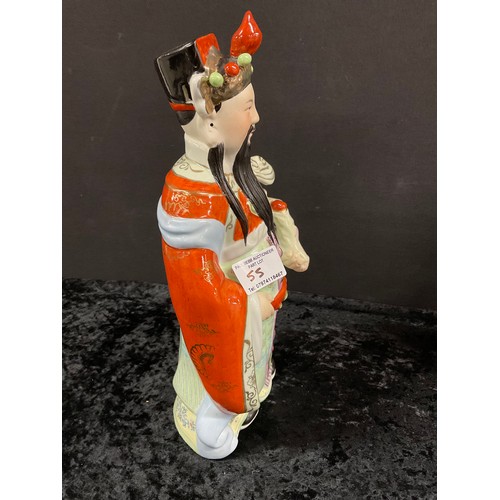 55 - THREE ORIENTAL CERAMIC FIGURES OF SCHOLARS