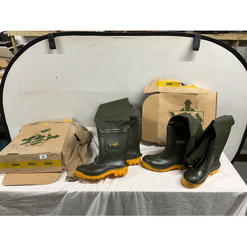 20 - TWO PAIRS OF BOXED VASS WADERS SIZE 9