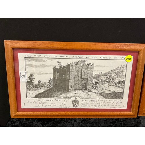 8 - SIX FRAMED PRINTS OF VARIOUS CASTLES TO INCLUDE HOPTON AND LUDLOW