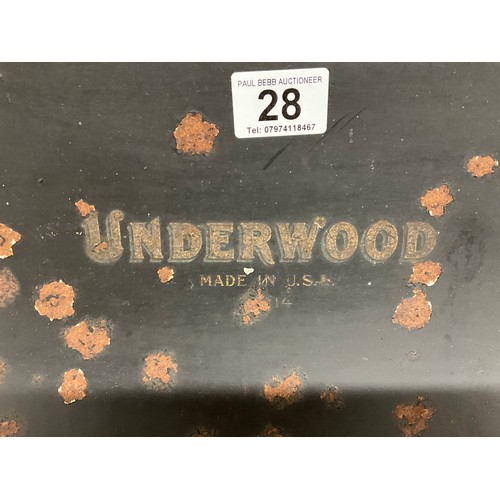 28 - ANTIQUE UNDERWOOD TYPEWRITER MARKED STANDARD 14