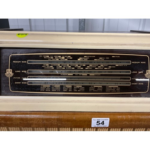 54 - 1950S WOODEN CASED REGENTONE TABLETOP RADIO W20” D12” H16”