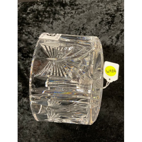 69 - CUT GLASS CARAFE ALONG WITH A WATERFORD CRYSTAL LOW BOWL