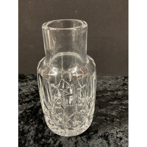 69 - CUT GLASS CARAFE ALONG WITH A WATERFORD CRYSTAL LOW BOWL