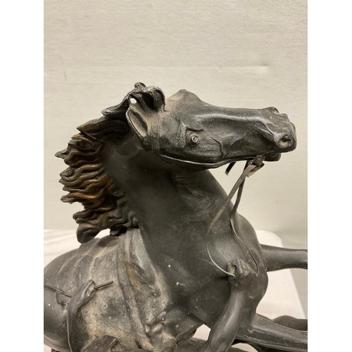 81 - PAIR OF ANTIQUE SPELTER MARLEY HORSES H16