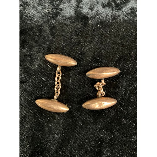 97 - PAIR OF 9CT CUFFLINKS, 9CT RING A/F, GOLD PLATED LOCKETT GOLD WEIGHT INC STONE 5G