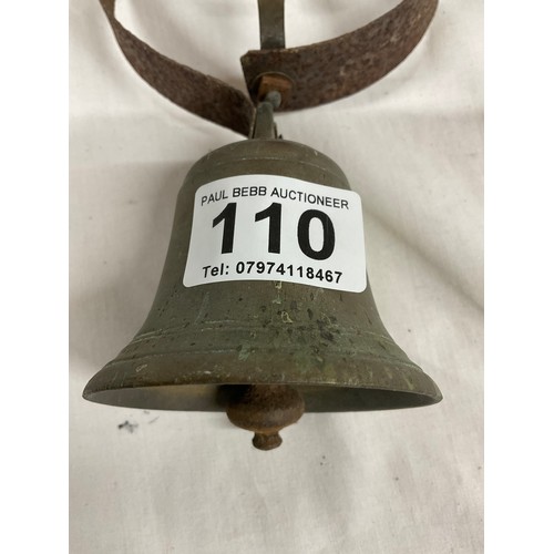 110 - ANTIQUE BRASS SERVANTS BELL ON SPRING