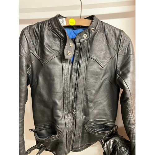 120 - VINTAGE KETT LEATHER MOTORCYCLE JACKET WITH GLOVES