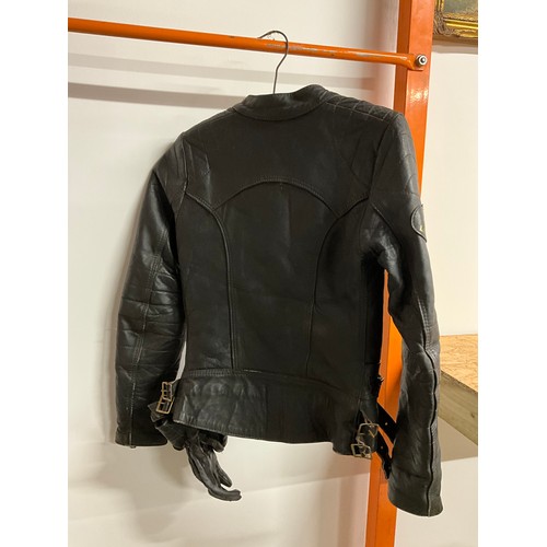 120 - VINTAGE KETT LEATHER MOTORCYCLE JACKET WITH GLOVES