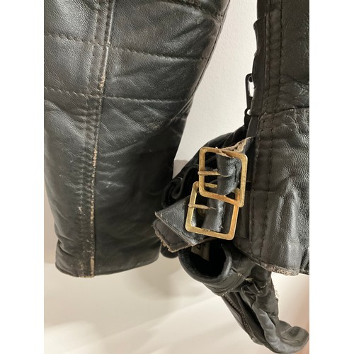 120 - VINTAGE KETT LEATHER MOTORCYCLE JACKET WITH GLOVES