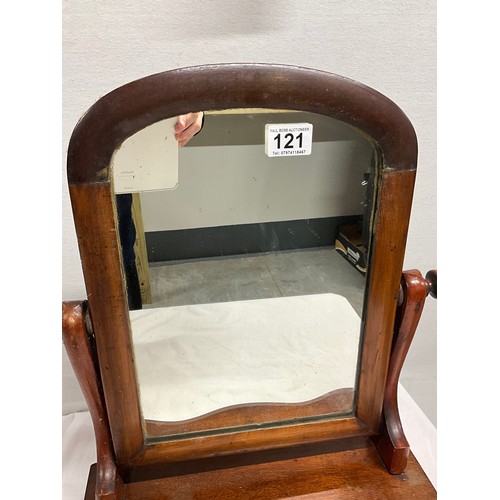 121 - ANTIQUE MAHOGANY TOILET SWING MIRROR