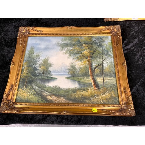 123 - THREE GILT FRAMED OILS ON CANVAS LANDSCAPES 24