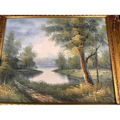 123 - THREE GILT FRAMED OILS ON CANVAS LANDSCAPES 24