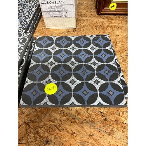 146 - QUANTITY OF UNICA MED STYLE BLUE ON BLACK TILES