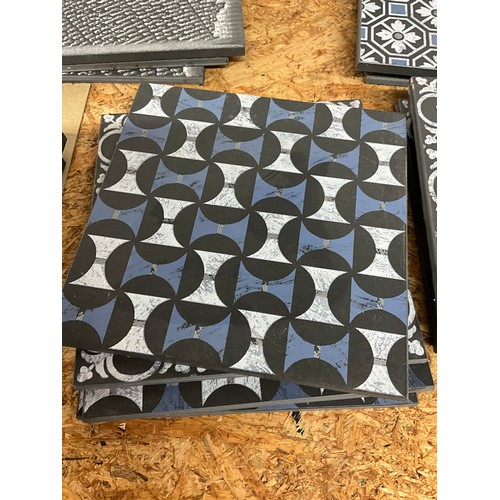 146 - QUANTITY OF UNICA MED STYLE BLUE ON BLACK TILES