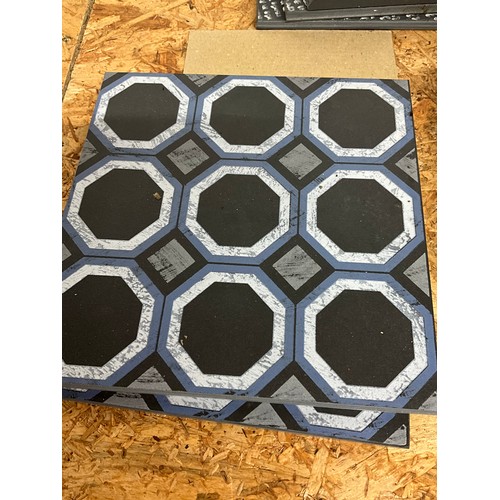 146 - QUANTITY OF UNICA MED STYLE BLUE ON BLACK TILES