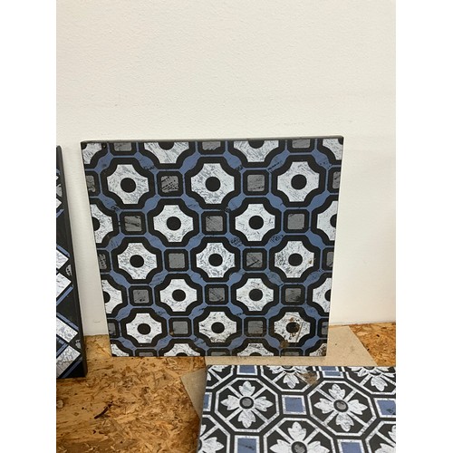 146 - QUANTITY OF UNICA MED STYLE BLUE ON BLACK TILES