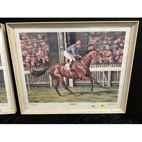 174 - PAIR OF RACEHORSE THEMED PRINTS SIGNED BY NEIL CAWTHORNE ENTITLED BRIGADIER GERARD AND MILL REEF 27”... 