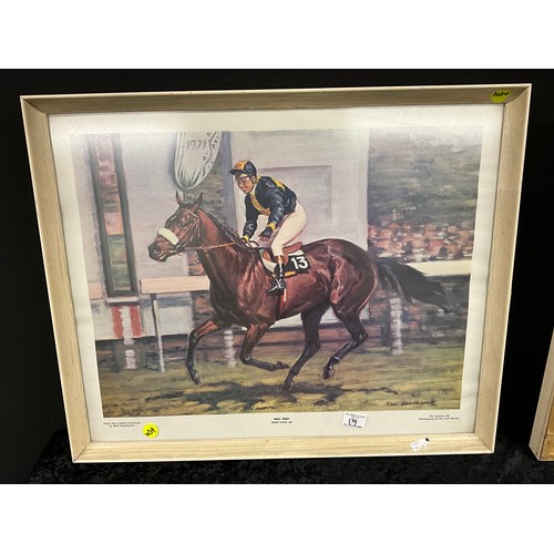 174 - PAIR OF RACEHORSE THEMED PRINTS SIGNED BY NEIL CAWTHORNE ENTITLED BRIGADIER GERARD AND MILL REEF 27”... 