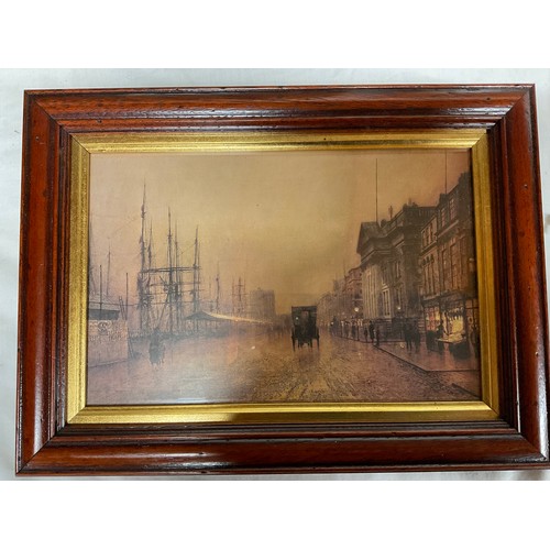 185 - QUANTITY OF PICTURES TO INCLUDE FOUR MODERN  PRINTS OF VARIOUS HARBOUR SCENES AND TWO FRAMED PRINTS ... 