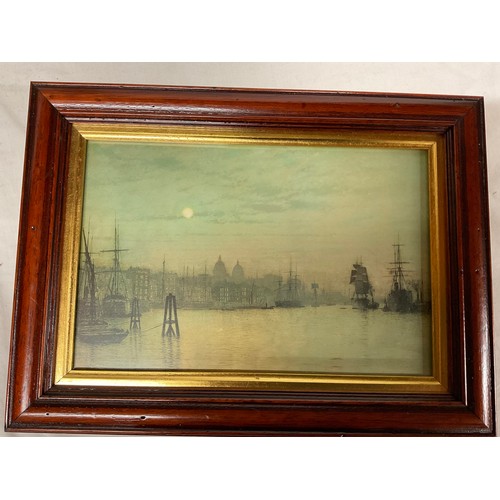 185 - QUANTITY OF PICTURES TO INCLUDE FOUR MODERN  PRINTS OF VARIOUS HARBOUR SCENES AND TWO FRAMED PRINTS ... 