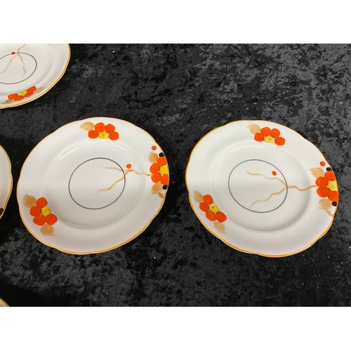 205 - QUANTITY OF ENGLISH CHINA PANSY DESIGN HAND PAINTED INCLUDING CUPS, SAUCERS, TEAPOT, SIDE PLATE ETC ... 