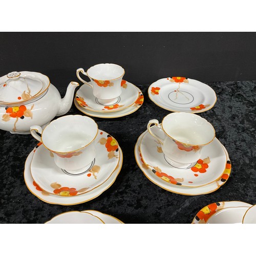 205 - QUANTITY OF ENGLISH CHINA PANSY DESIGN HAND PAINTED INCLUDING CUPS, SAUCERS, TEAPOT, SIDE PLATE ETC ... 