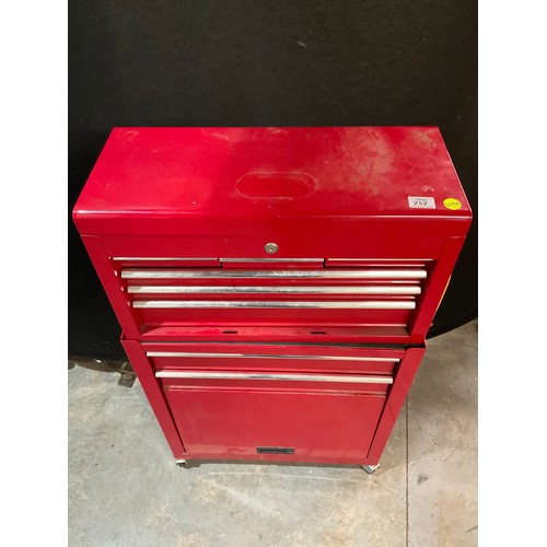 252 - MECHANICS TOOL CHEST ON TROLLEY IN GOOD CONDITION  W24” D13” H42”