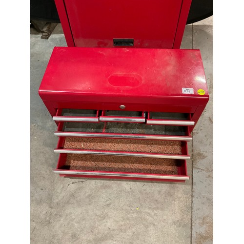 252 - MECHANICS TOOL CHEST ON TROLLEY IN GOOD CONDITION  W24” D13” H42”