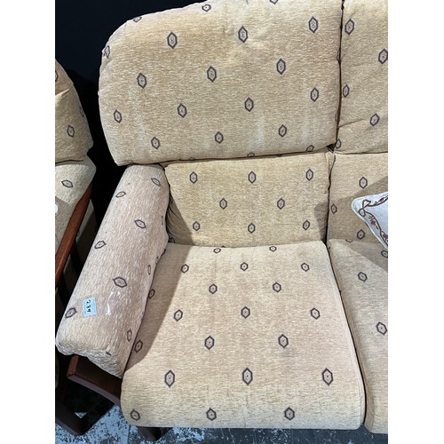 269 - MODERN UPHOLSTERED FRAMED THREE PIECE SUITE WITH CUSHIONS