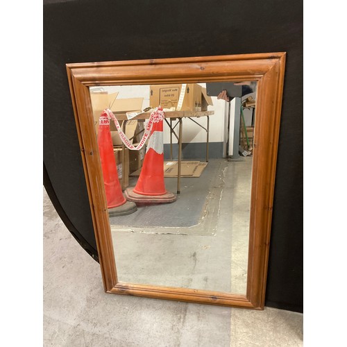 340 - MODERN SILVER FRAMED BEVELLED EDGE MIRROR 31