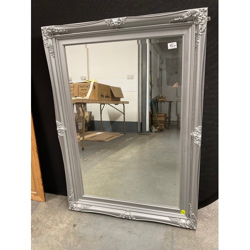 340 - MODERN SILVER FRAMED BEVELLED EDGE MIRROR 31