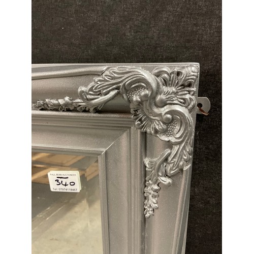 340 - MODERN SILVER FRAMED BEVELLED EDGE MIRROR 31