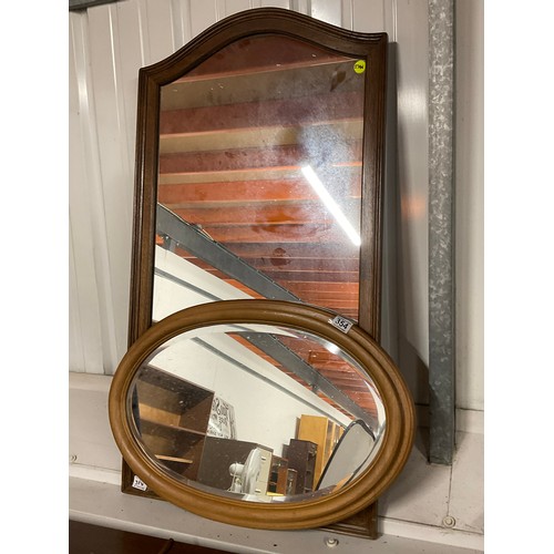 368 - OVAL BEECH FRAMED MIRROR H28