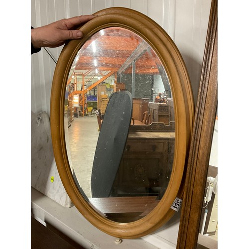 368 - OVAL BEECH FRAMED MIRROR H28