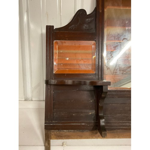 367 - EDWARDIAN OAK MIRROR BACK OVER MANTLE W39