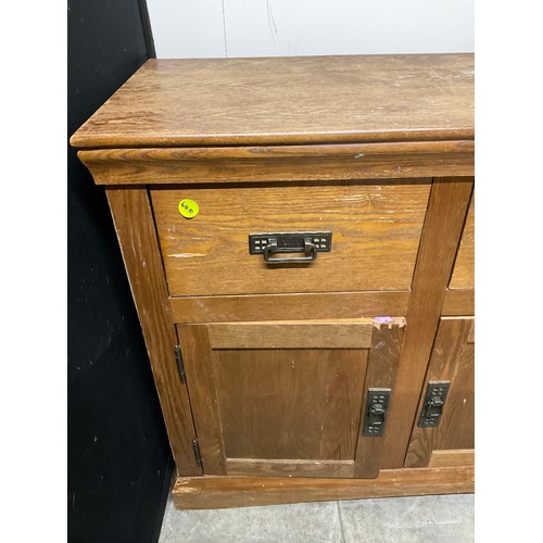 344 - MODERN PINE SIDEBOARD WITH THREE DRAWERS ABOVE THREE CUPBOARDS W51