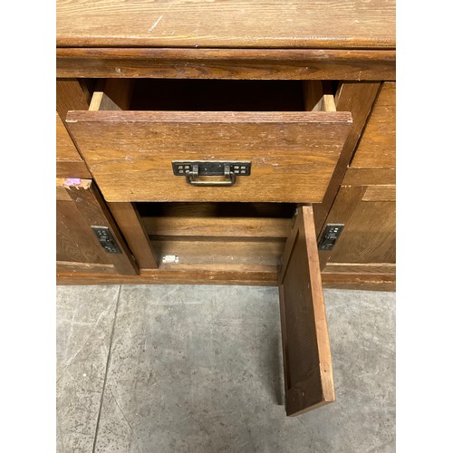 344 - MODERN PINE SIDEBOARD WITH THREE DRAWERS ABOVE THREE CUPBOARDS W51